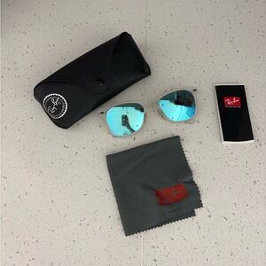 Like New Ray-Ban Silver Frame with Blue Mirror Lenses